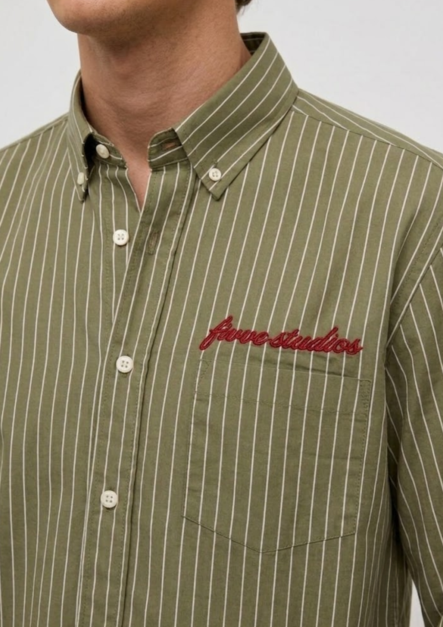 "The Studio" Olive Stripe